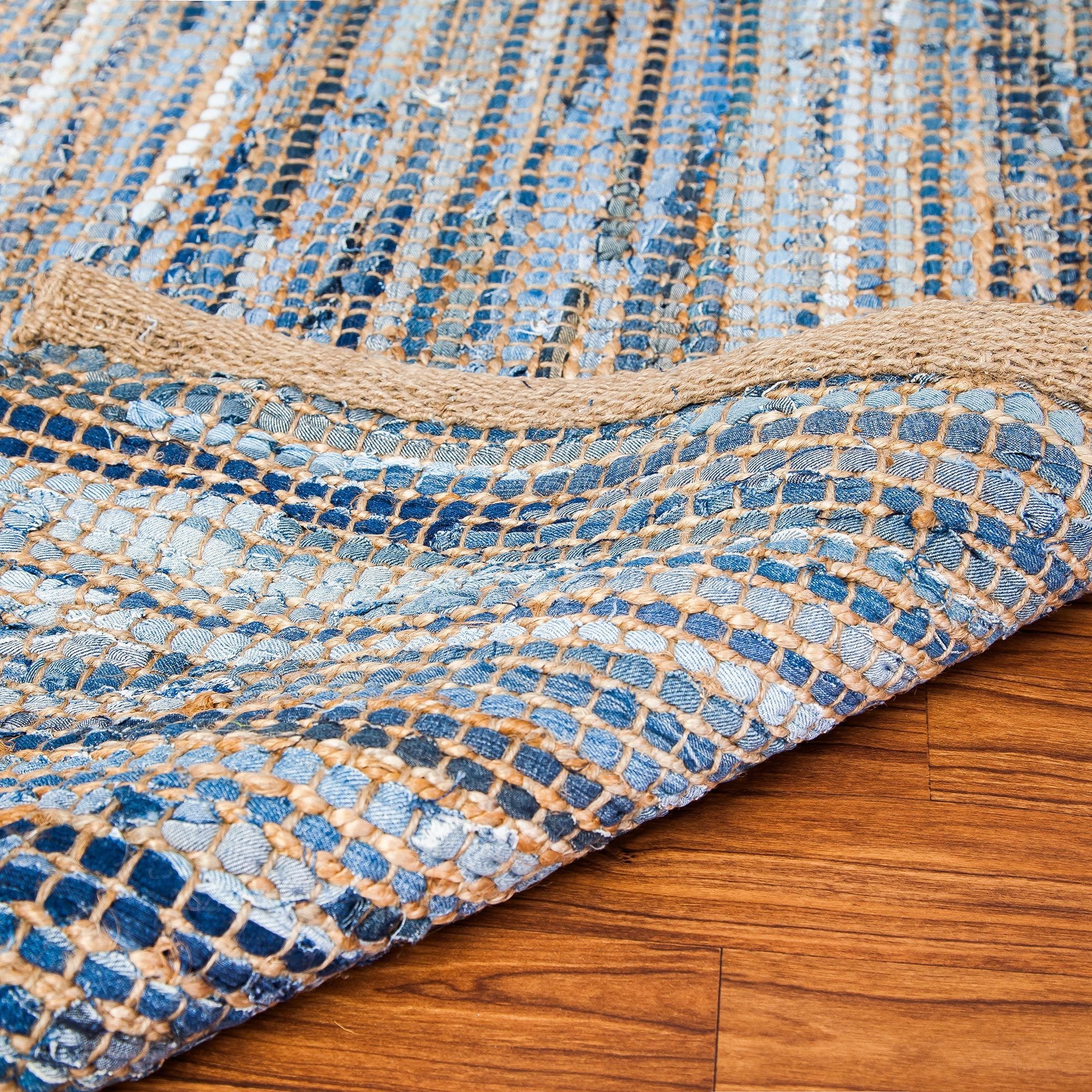 Rug Denim Jute Mix Hand Braided Runner Carpet Rectangle Modern Living Area  Rug | eBay