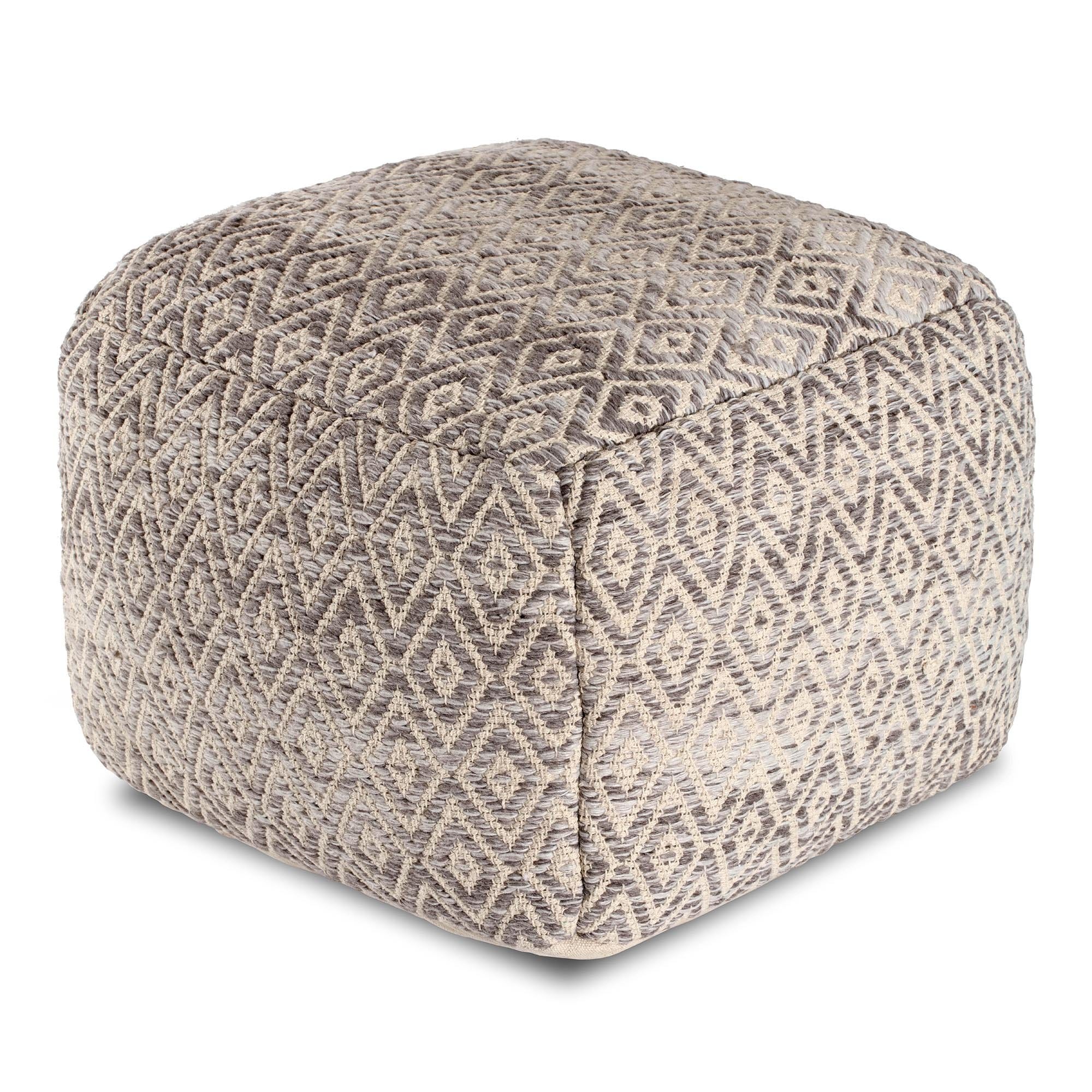 Cherokee Slate Grey Beige Cotton Polyester Pouf