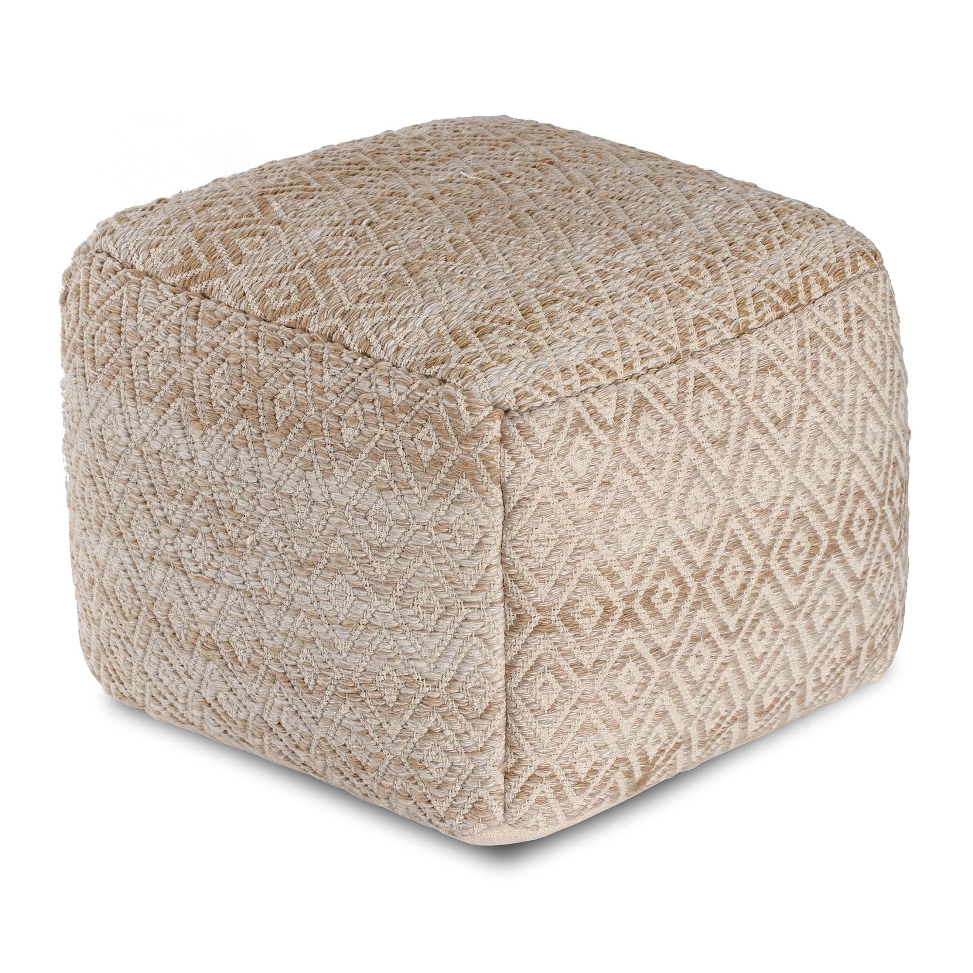 Cherokee Tawny Brown Beige Cotton Polyester Pouf