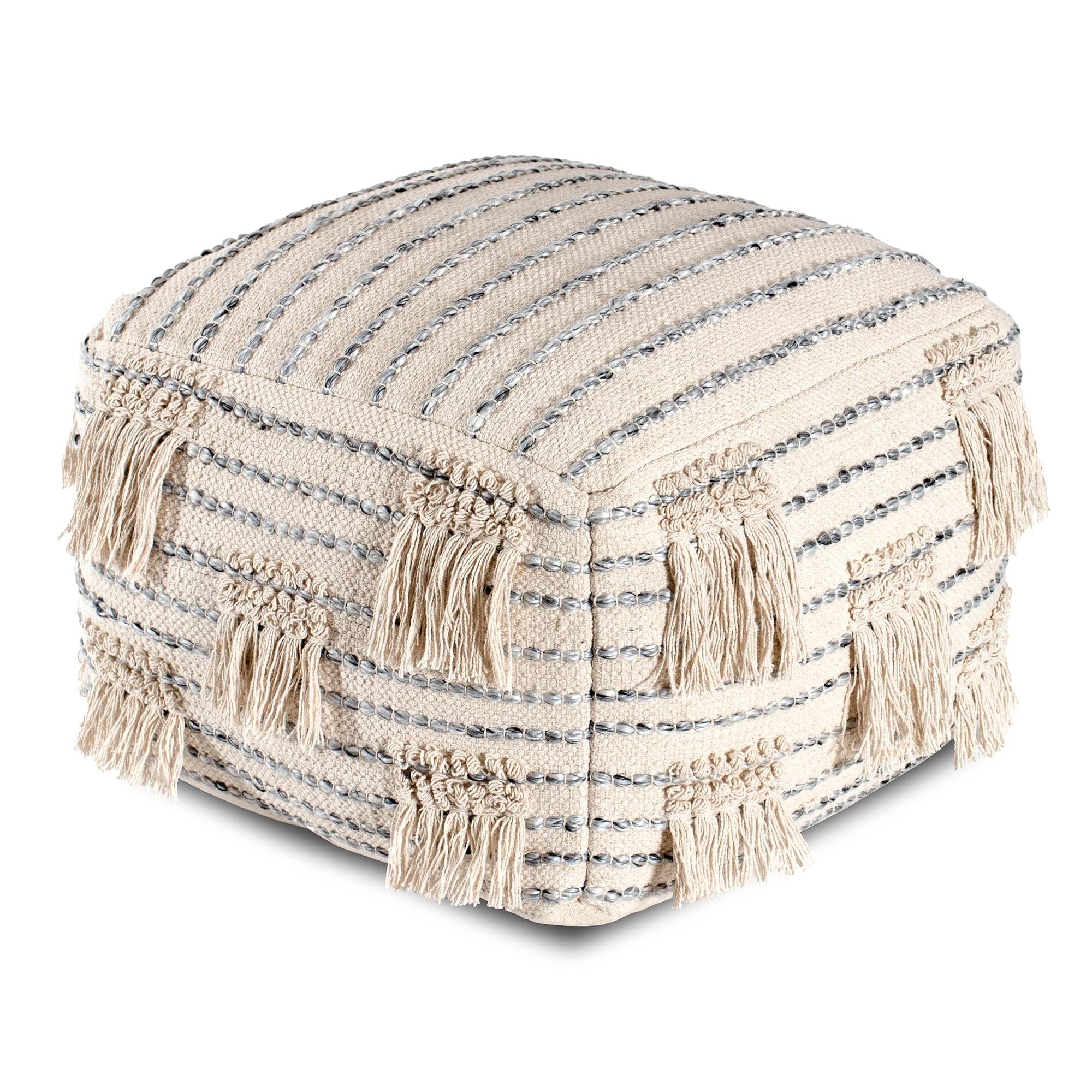 Graduation Day Beige Gray Cotton Pouf