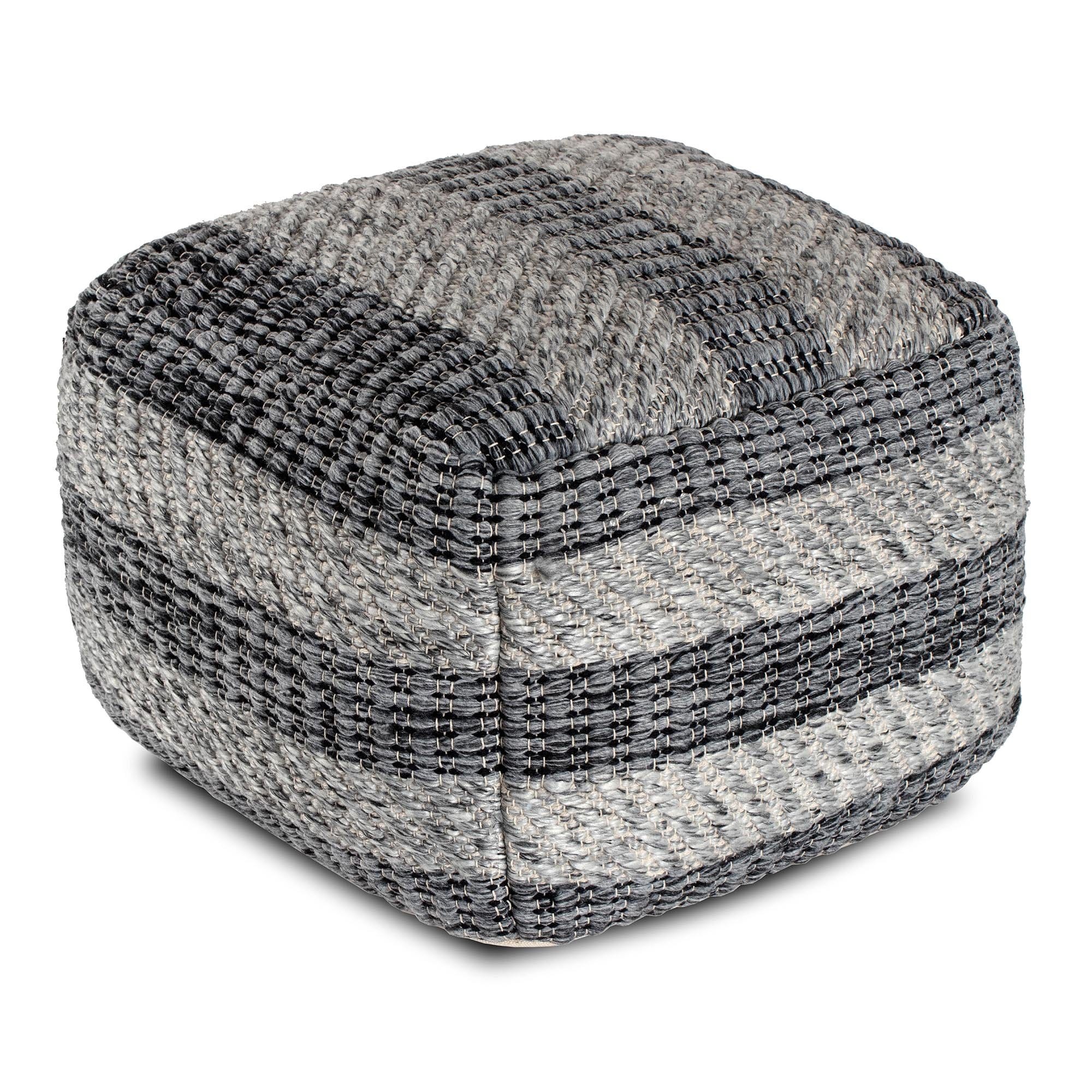 I Got Stripes Gray Black Polyester Pouf